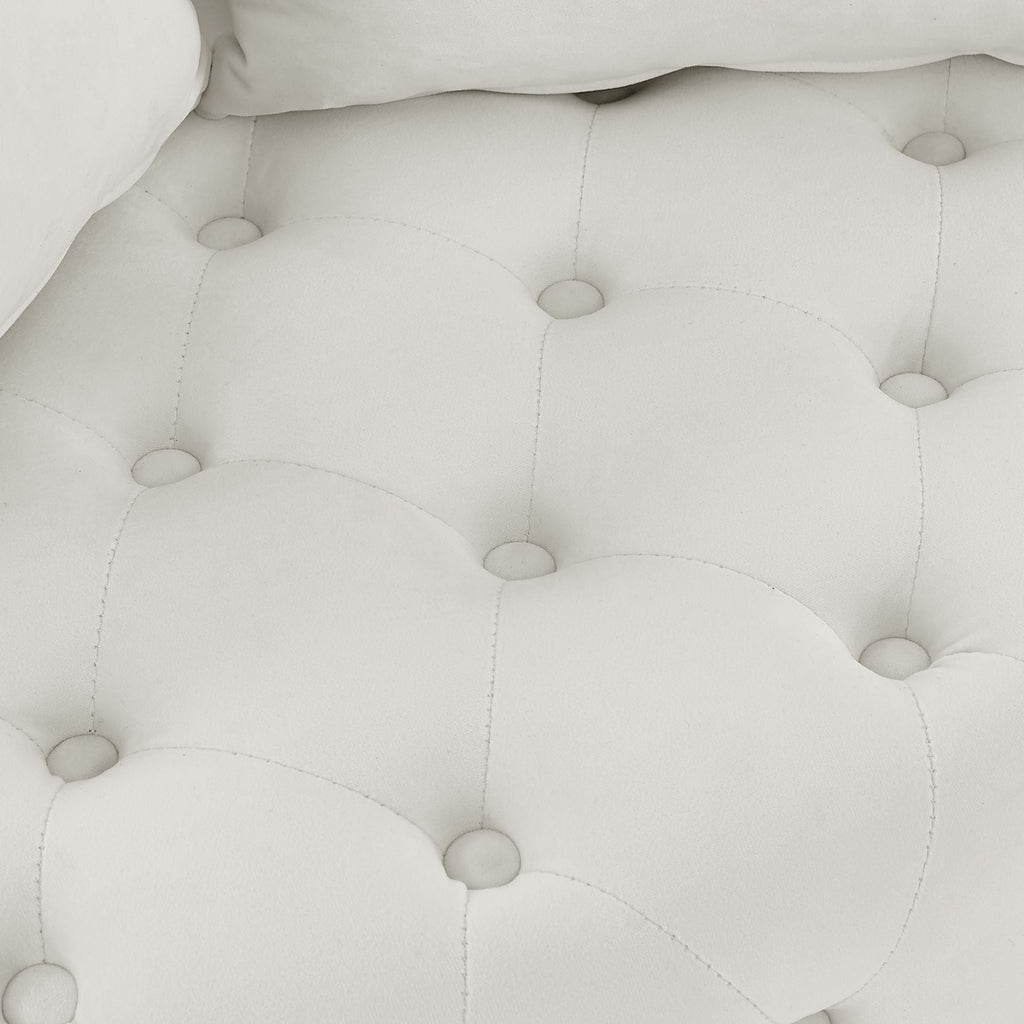 Velvet Upholstered Swivel Chair for Living Room, with Button Tufted Design and Movable Wheels, Including 3 Pillows - MC Online