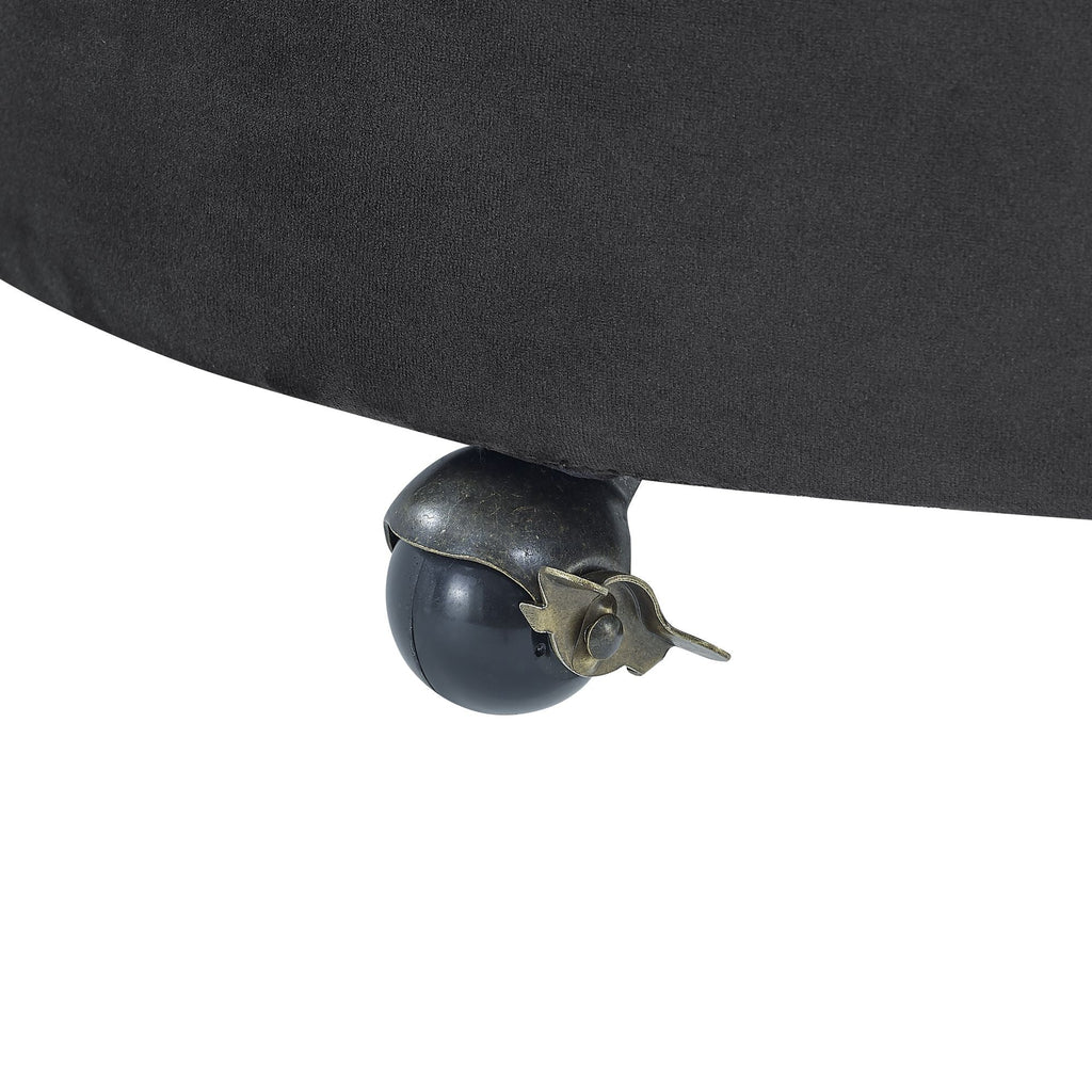Velvet Upholstered Swivel Chair for Living Room, with Button Tufted Design and Movable Wheels, Including 3 Pillows - MC Online