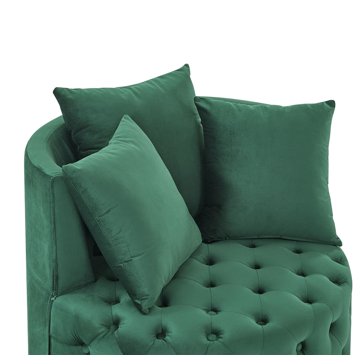 Velvet Upholstered Swivel Chair for Living Room, with Button Tufted Design and Movable Wheels, Including 3 Pillows - MC Online