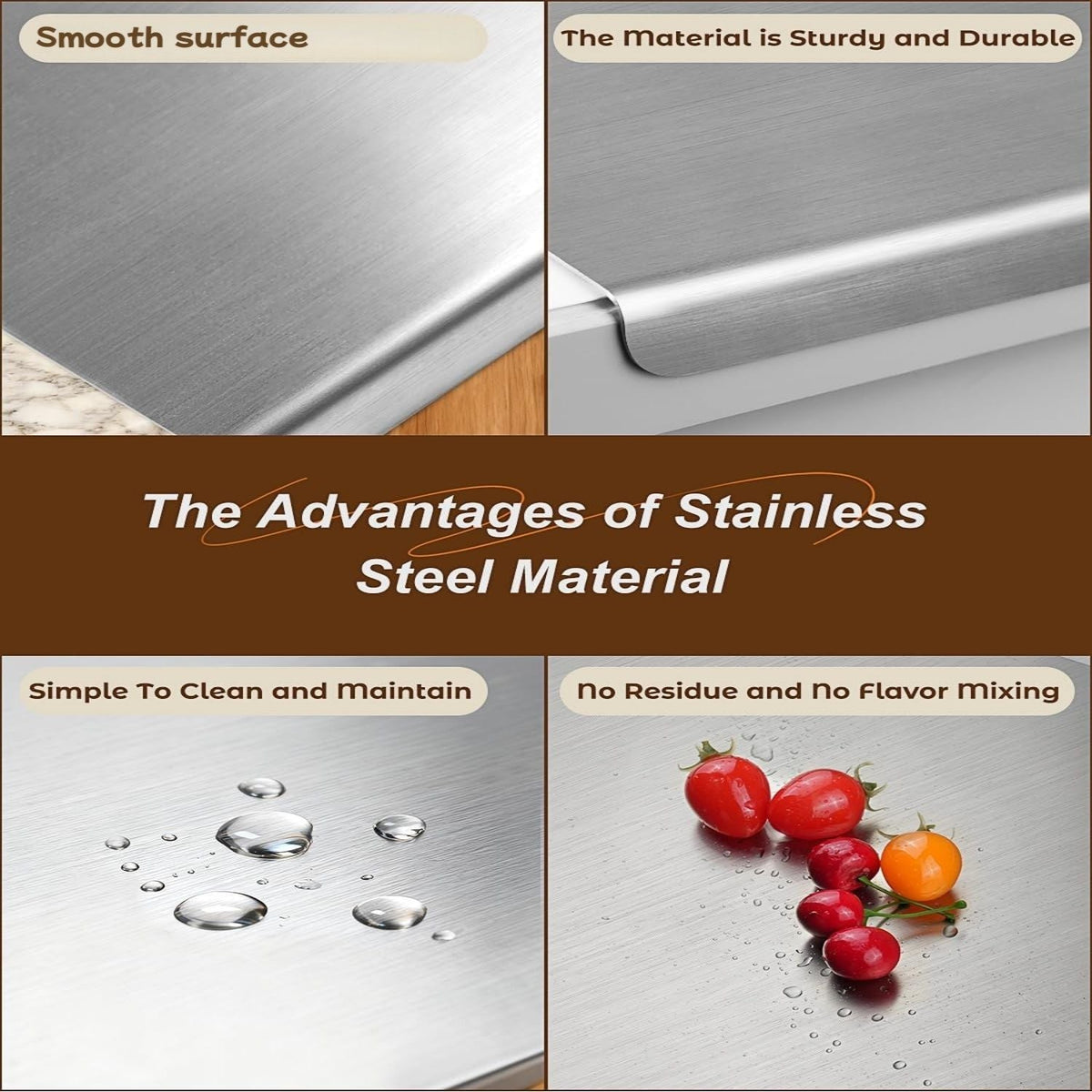 XXL 304 Stainless Steel Cutting Board Anti-Slip & Mildew-Proof! No More Moldy Wooden Boards | Heavy-Duty & Food-Safe, Easy to Clean – Chop Meat, Knead Dough, Bake Prep All-in-One | Must-Have for Hom - MC Online