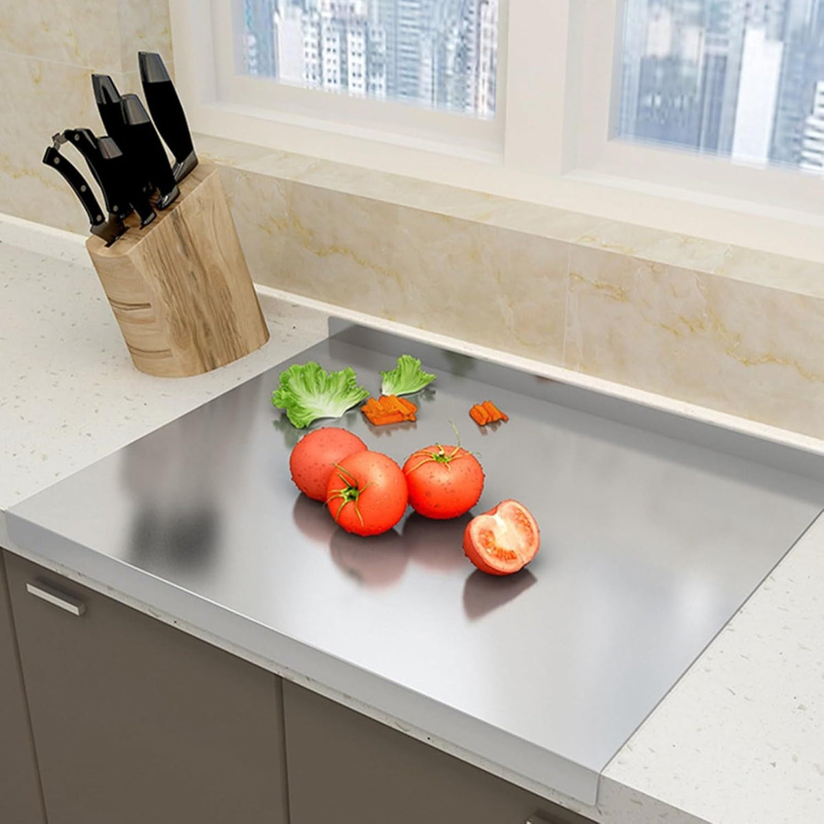 XXL 304 Stainless Steel Cutting Board Anti-Slip & Mildew-Proof! No More Moldy Wooden Boards | Heavy-Duty & Food-Safe, Easy to Clean – Chop Meat, Knead Dough, Bake Prep All-in-One | Must-Have for Hom - MC Online