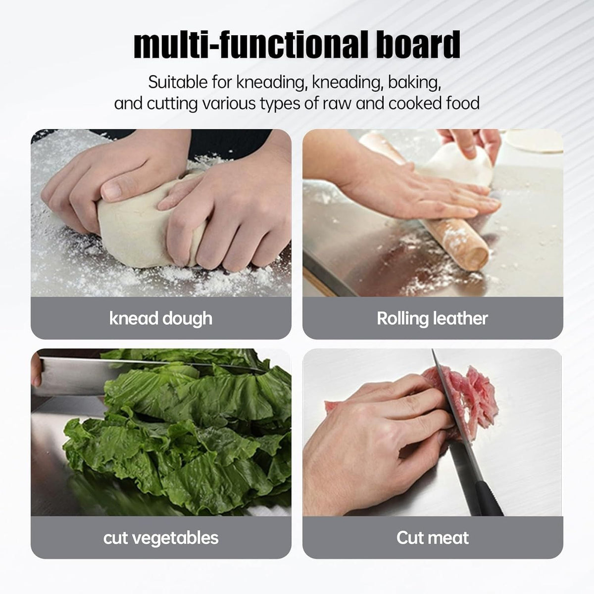 XXL 304 Stainless Steel Cutting Board Anti-Slip & Mildew-Proof! No More Moldy Wooden Boards | Heavy-Duty & Food-Safe, Easy to Clean – Chop Meat, Knead Dough, Bake Prep All-in-One | Must-Have for Hom - MC Online