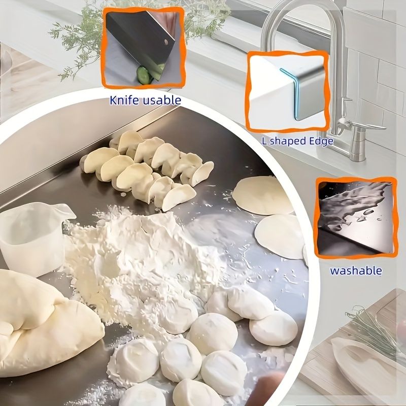 XXL 304 Stainless Steel Cutting Board Anti-Slip & Mildew-Proof! No More Moldy Wooden Boards | Heavy-Duty & Food-Safe, Easy to Clean – Chop Meat, Knead Dough, Bake Prep All-in-One | Must-Have for Hom - MC Online