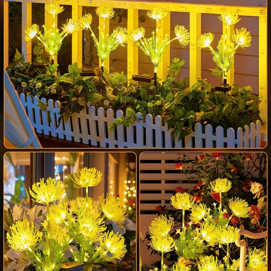 Yellow solar lantern with glowing flowers and stems, upgraded solar panels, solar lantern for outdoor garden decoration, courtyard decoration, and mother's gift IP4X - MC Online