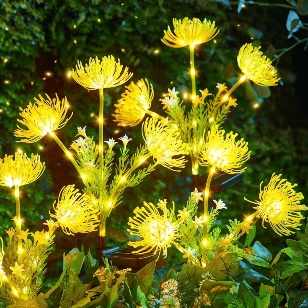 Yellow solar lantern with glowing flowers and stems, upgraded solar panels, solar lantern for outdoor garden decoration, courtyard decoration, and mother's gift IP4X - MC Online